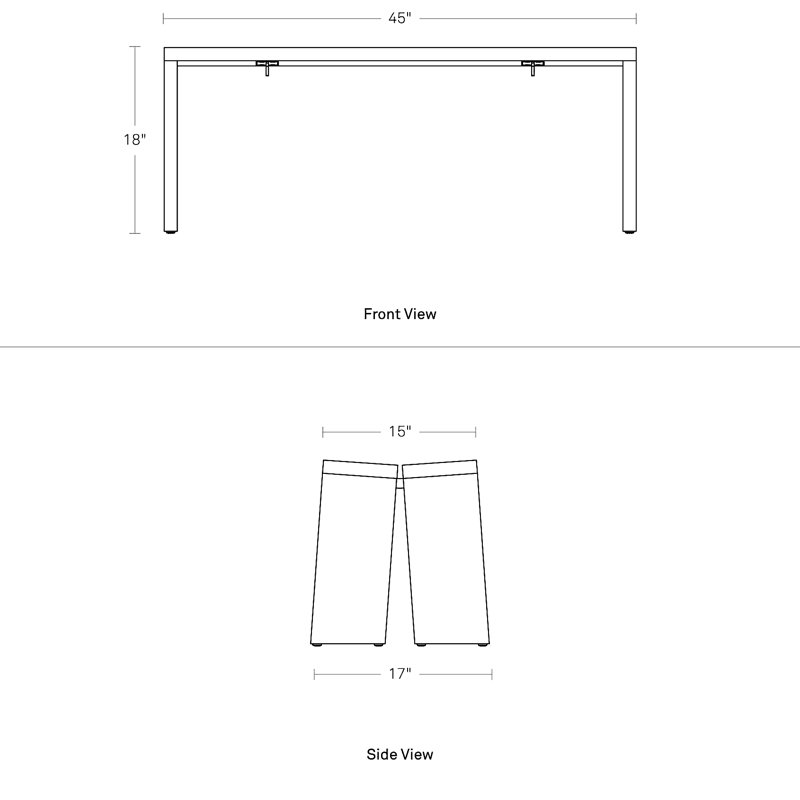 Amicable Solid Wood Dining Bench, Walnut, 17.5" H x 60" W  x 17.1" D