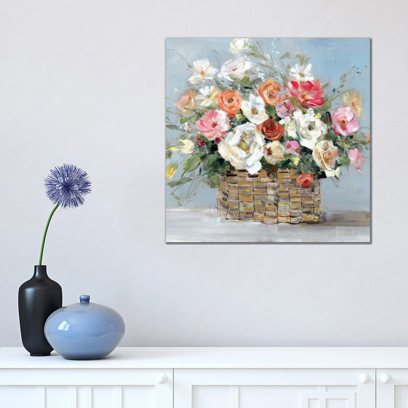 «Flower Market Fresh» par Sally Swatland - impression d'art graphique, H 18 po x l 18 po x 1,5 po, Toile tendue, Pas de tapis