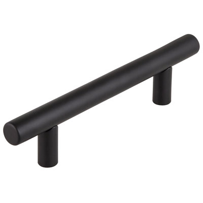 Poignée de meuble-lavabo solide noire matte de 3-3 / 4 po (96 mm)