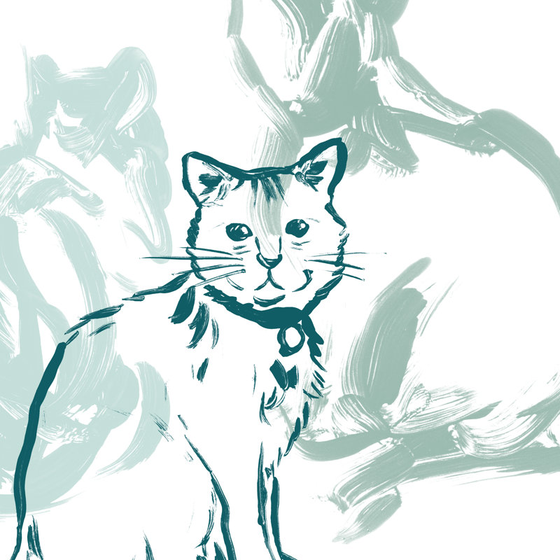 «Ahmod Paint Box Cats II On Canvas» par June Erica Vess, reproduction, H 12 po x l 12 po