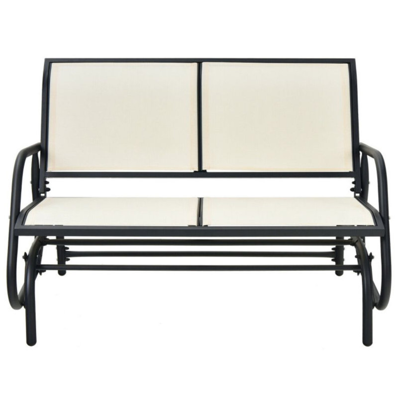Banc en métal Annemaria, Beige, Noir