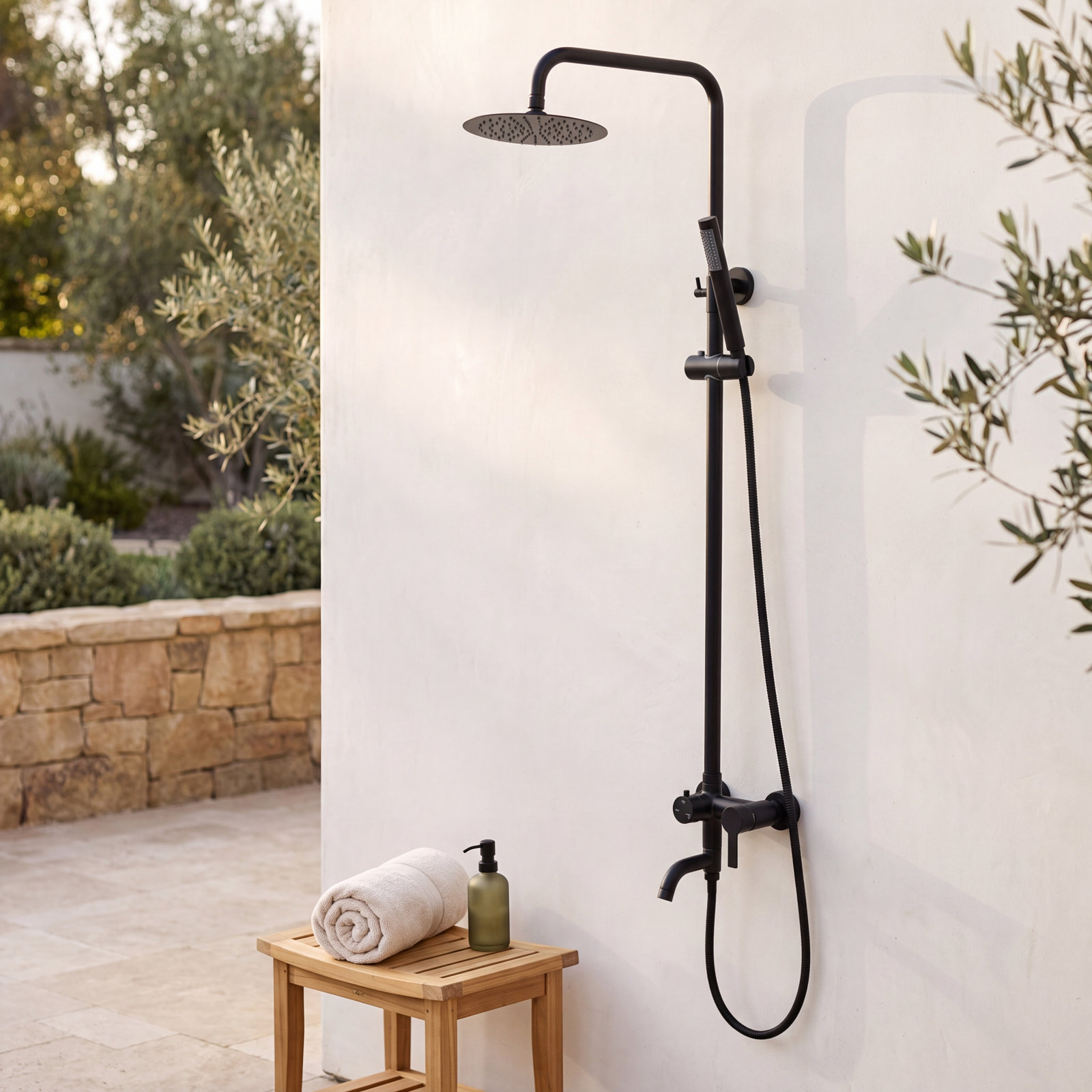 Katori Triple Function Outdoor Shower, Matte Black
