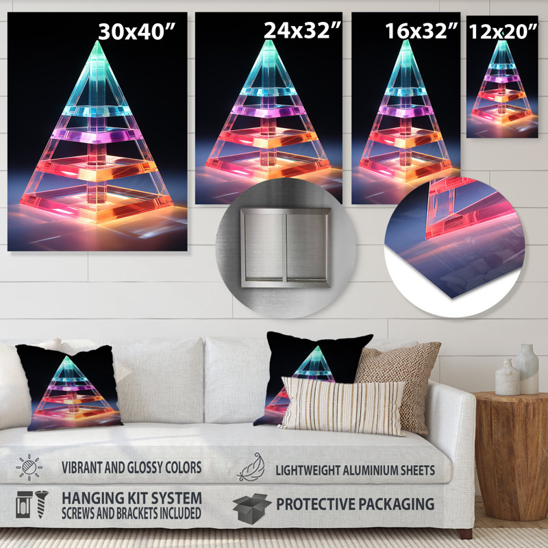 Pendular Prism Abstract Geometric 2 - art mural géométrique en métal, H 32 po x l 16 po x P 1 po