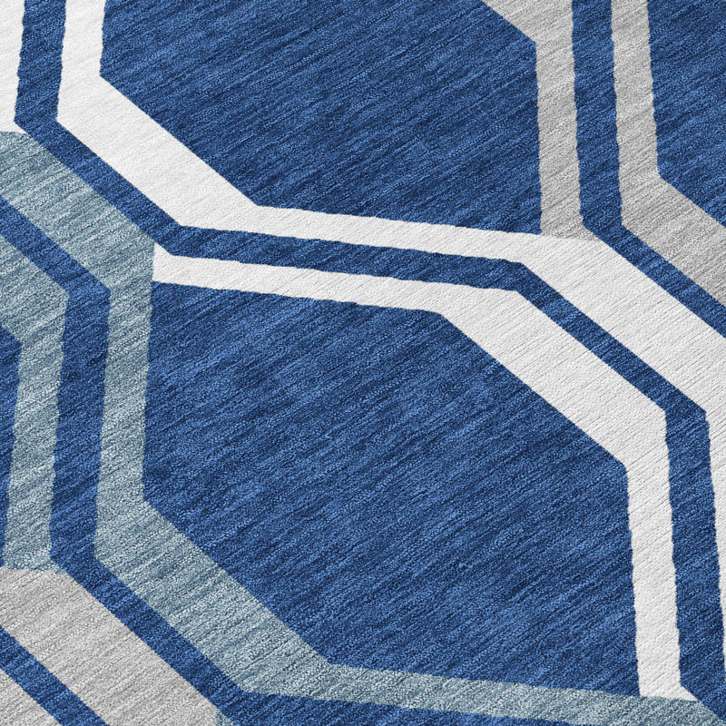 Machine Washable Indoor/Outdoor Hashlamoun ACN2326 Mid-Century Modern Rug, Rectangle 9' x 12'