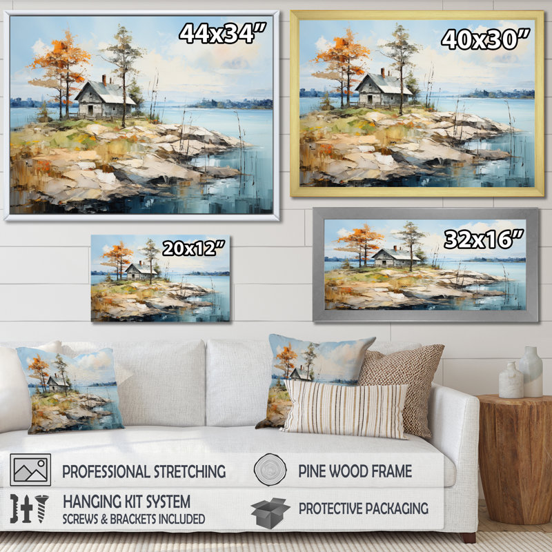 Suède, Suède, sérénité - paysages, reproduction d'art sur toile, H 16 po x l 32 po x P 1 po, Cadre flottant noir