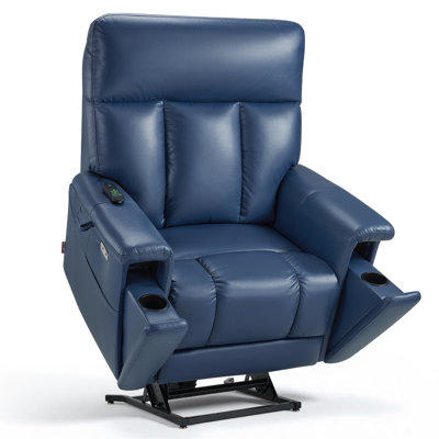 Fauteuil inclinable électrique à deux moteurs de 28 po de largeur avec porte-gobelet dissimulé, position infinie, similicuir