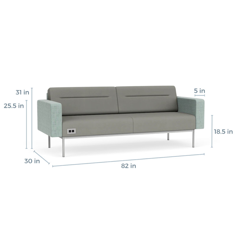 Canapé de réception Darsey, Avec alimentation, Argent argent, Colombe Patriot Plus; écume de mer Chambray