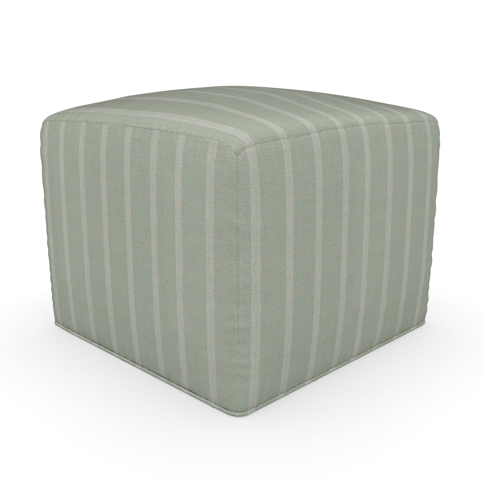 Praia Sunbrella® Outdoor Ottoman, 18" H x 22" W x 22" D, Unwind Rainwashed Striped Sunbrella®