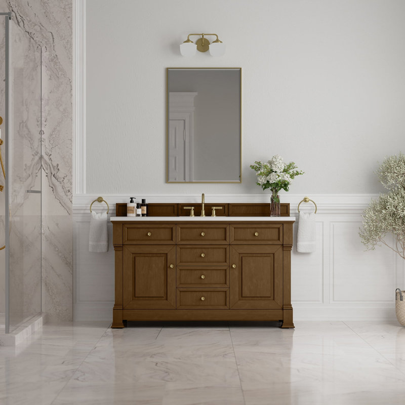 Brookfield 59.88'' W Single Bathroom Vanity Base, Honey Oak