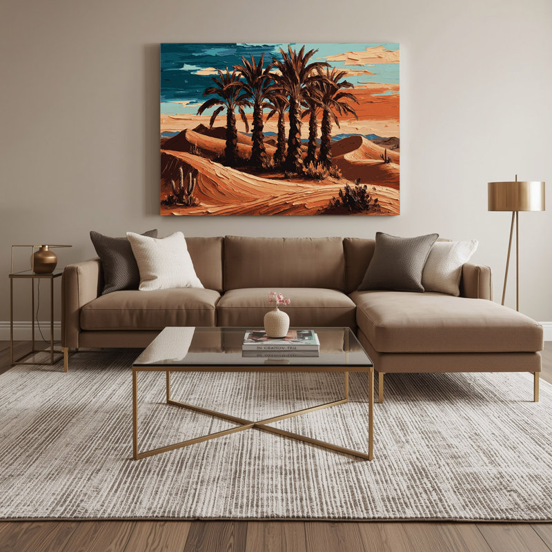 «Southwestern Plants Desert Palm 163», art mural sur toile brune, H 12 po x l 18 po
