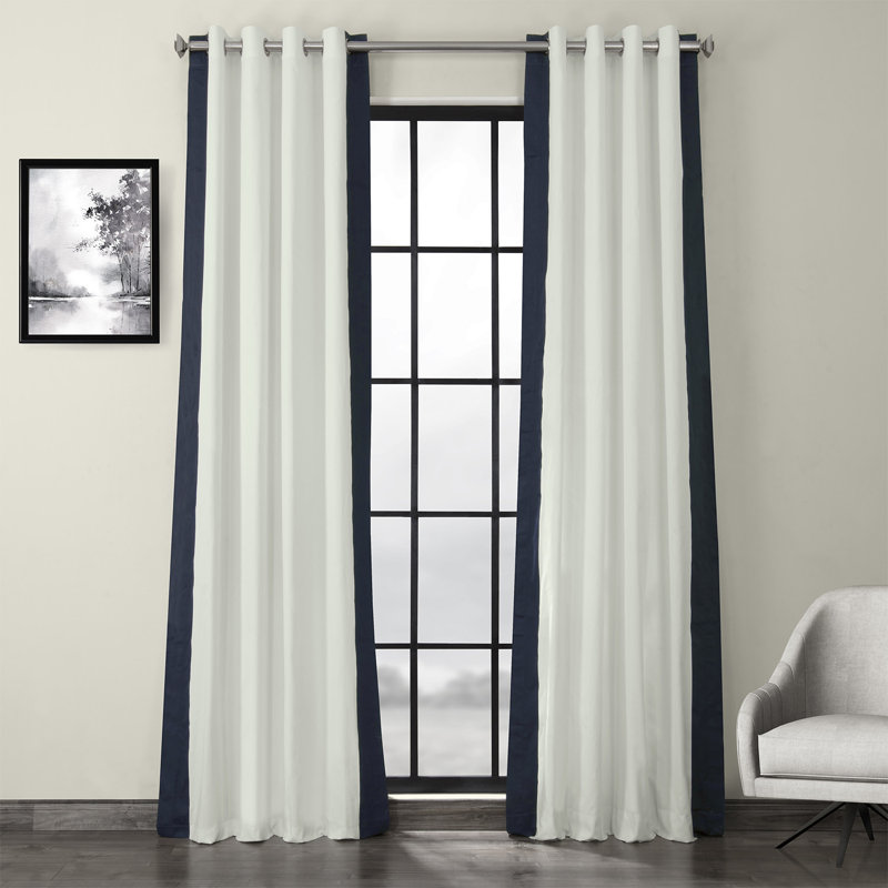 Yang Grommet Semi-Sheer Curtains for Bedroom & Living Room Printed Cotton Curtains Window Single Panel, 50"W x 84"L