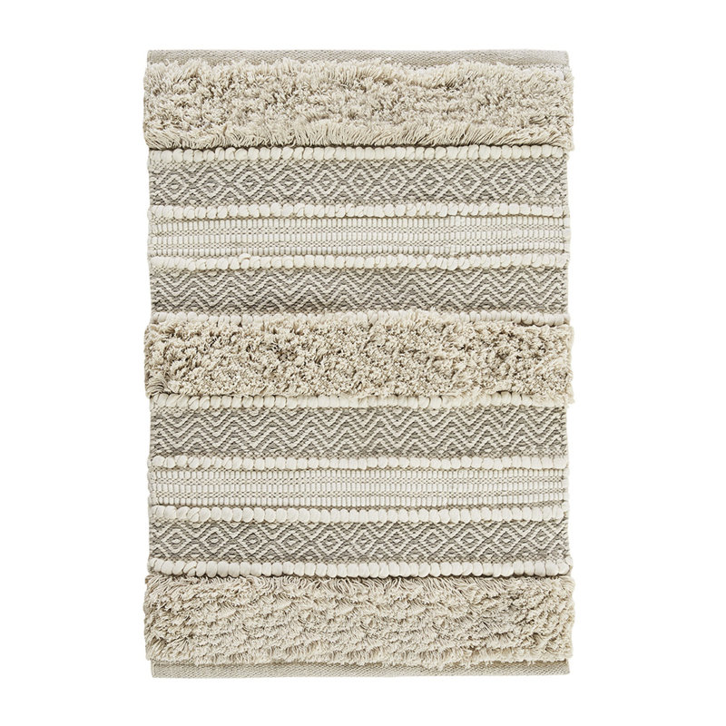 20x32" Natural Bath Rug With Woven Texture Stripe, Non-skid Back, Easy Wash, Style Decor 20x32", Stripe Design, Backing, Machine Washable Feeling