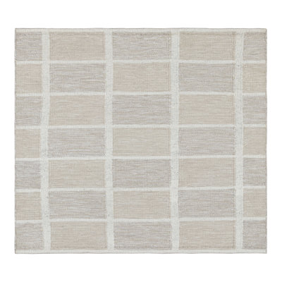 Rug & Kilim’S Scandinavian Rug In Beige, Taupe And White Geometric Pattern