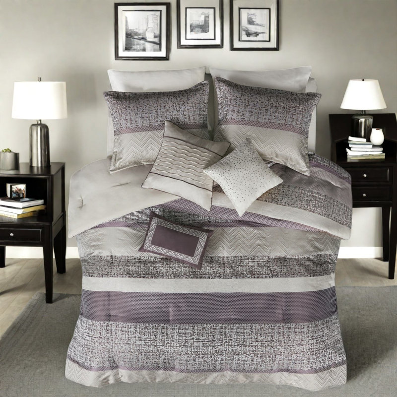 Ensembles de literie pour très grand lit de luxe en polyester de 7 pièces, style contemporain