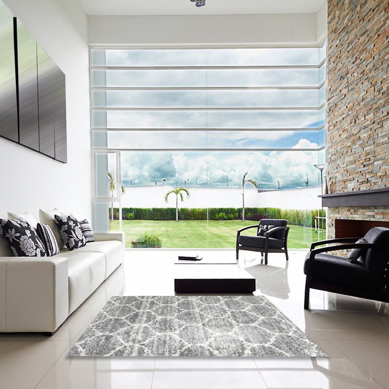 Tapis gris zone contemporaine, Carré 3 pi