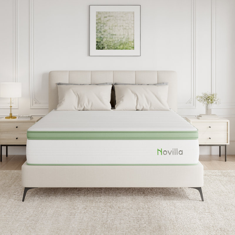 Matelas hybride en mousse à mémoire de forme moyenne 14 po Novilla, certifié CertiPUR-US, certifié OEKO-TEX, Très grand lit