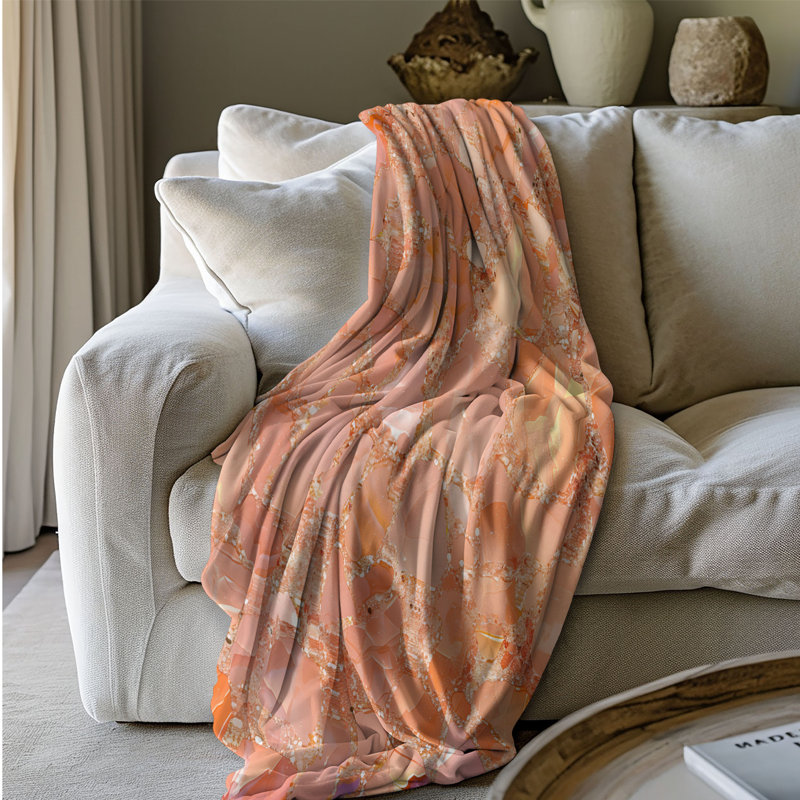 Jeté Sparkling Peach Hologram - 1 pièce Sherpa Premium, Grand lit