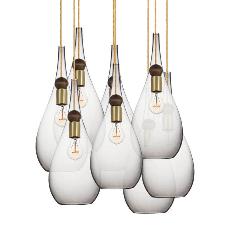 Earth 8 - Light Chandelier, Clear Glass, Gold/Black, 36" H x 18" W x 18" D