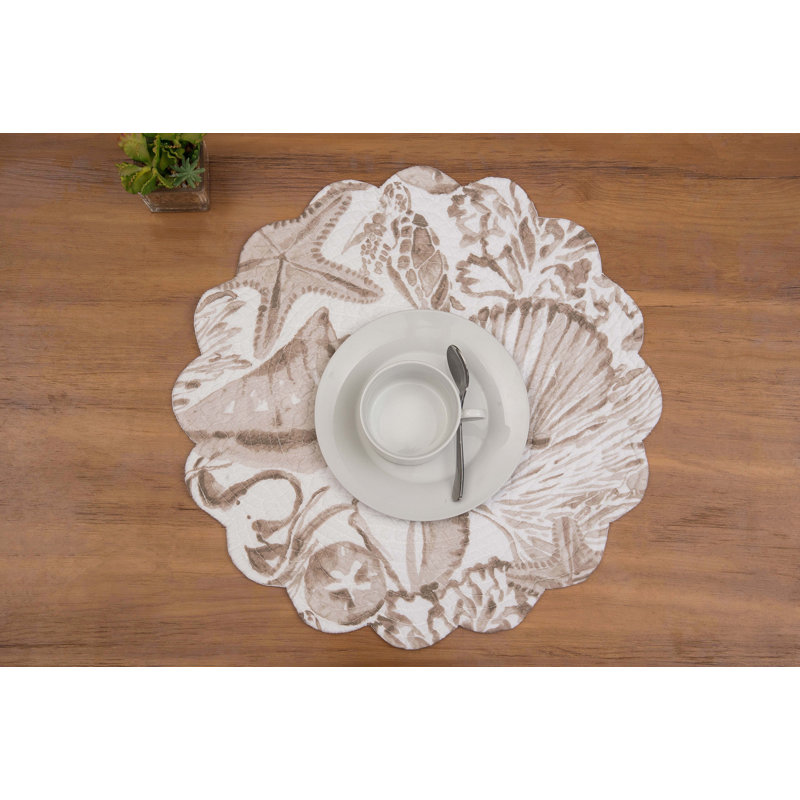 Ensemble de 6 napperons en coton matelassé Barley Coast Shells