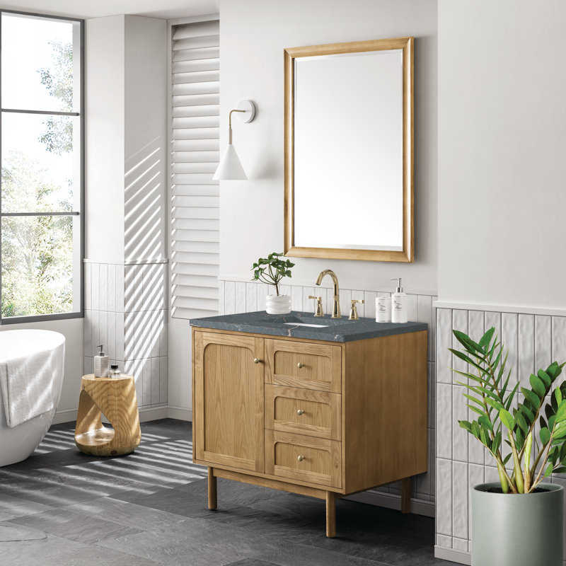 Laurent 36'' W Single Vanity, Light Natural Oak, Parisien Bleu, 8" Widespread