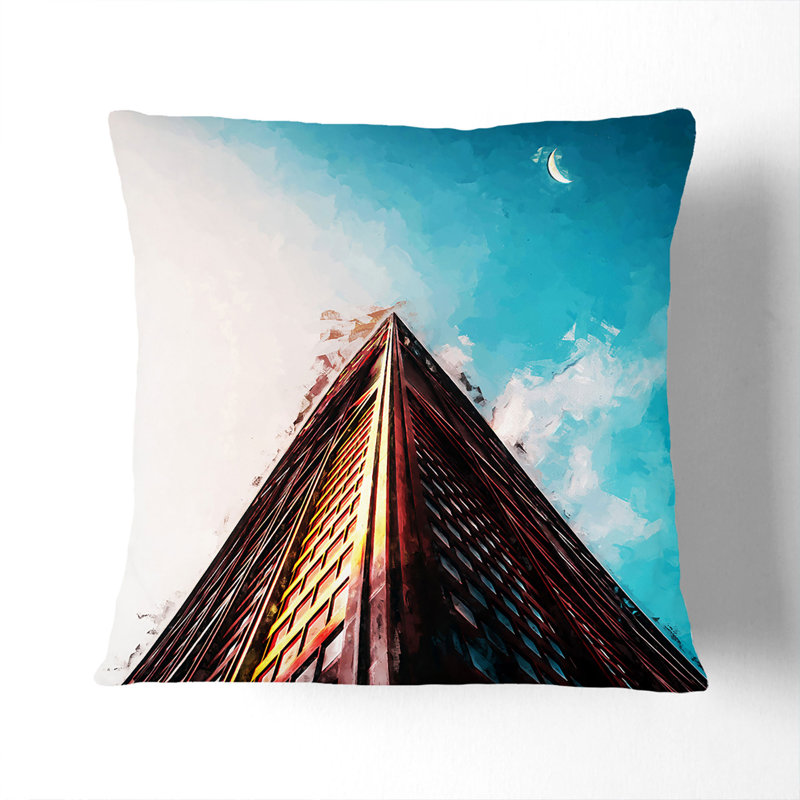 Moon Above the Architecture Cushion with Filling, Black, 55cm H x 55cm W x 20cm D