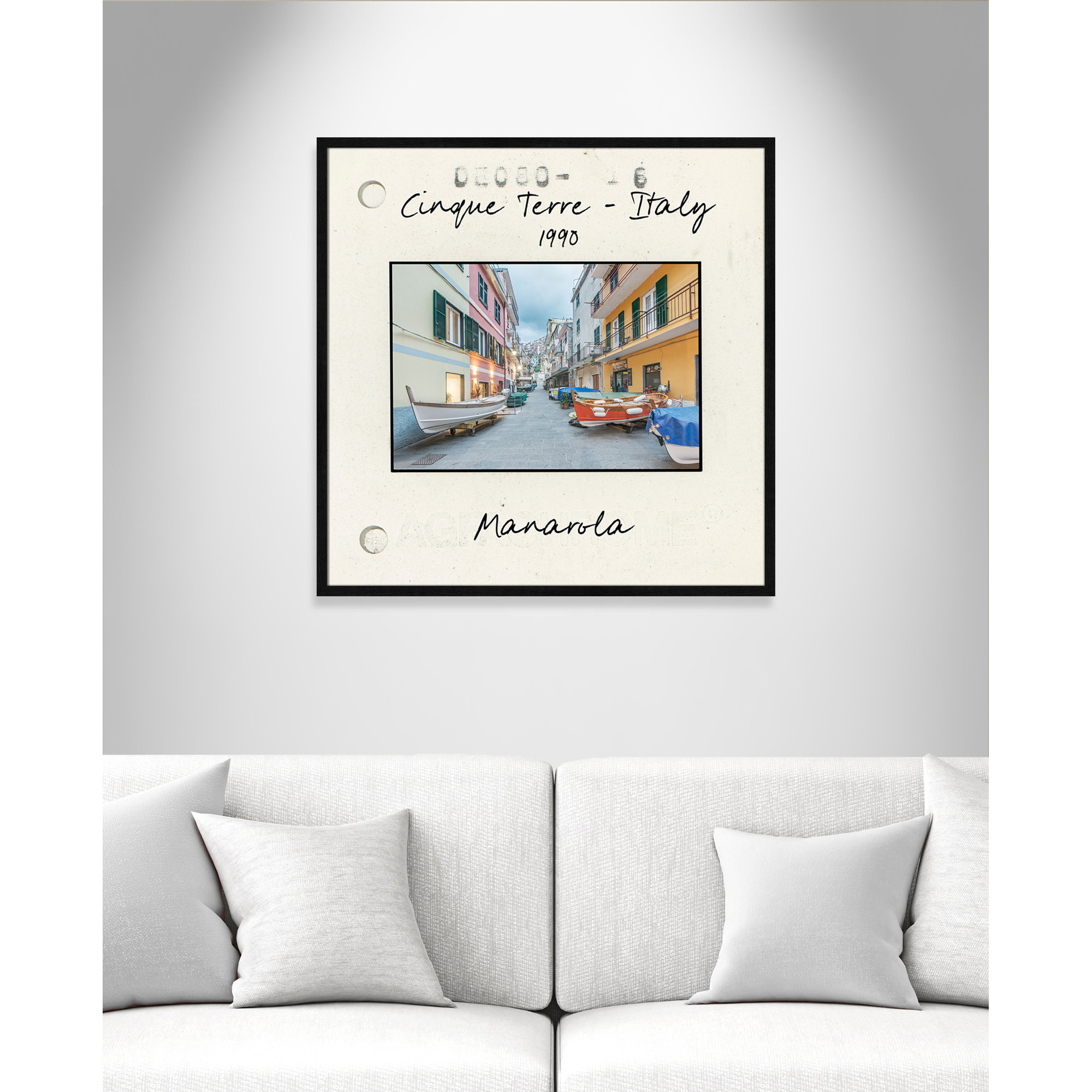 Cinque Terre, Italy - Manarola Print by Danita Delmont, 32" H x 32" W x 0.75" D, Black Single Picture Framed Paper