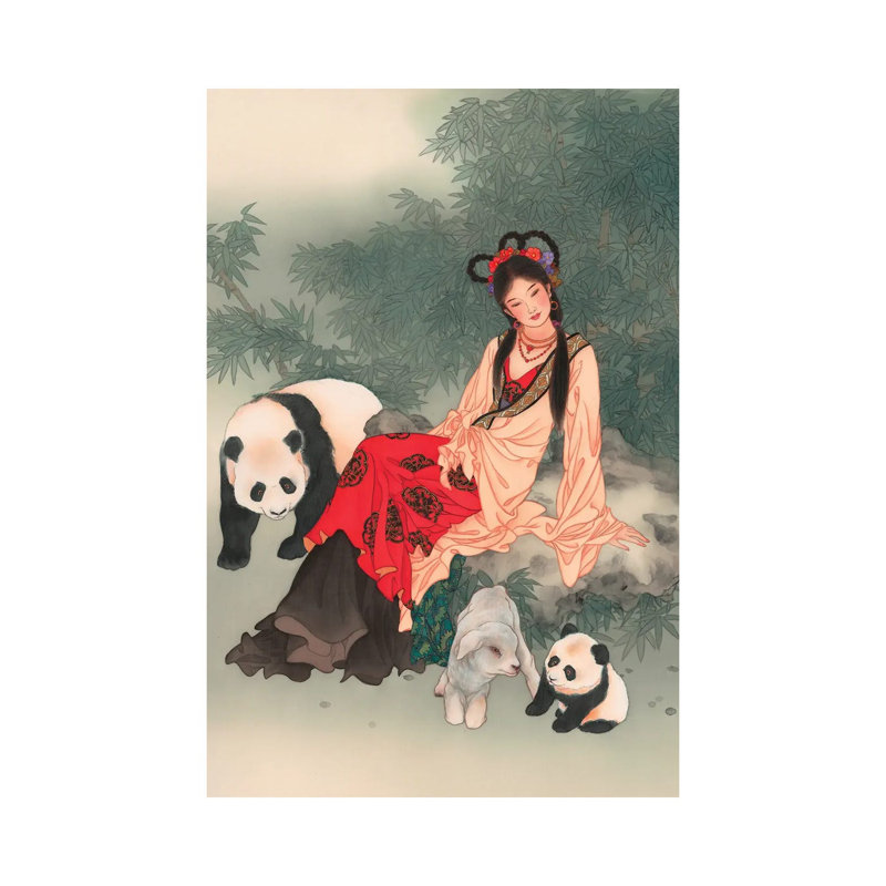 Pandas Of Wolong - Painting on Canvas, Wrapped Canvas, 20.32 cm H x 30.48 cm W