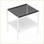 Ensemble de 2 tables basses modernes en verre trempé gris pour le salon, faciles à nettoyer et peu encombrantes-372477844-372477840