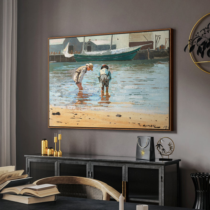 Paysage rétro - CVII, Toile encadrée noyer flottant, H 27 po x l 41 po x P 2 po