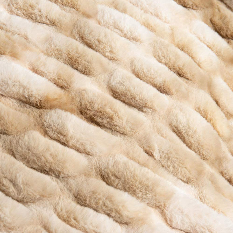 Jeté de lit en fausse fourrure, Beige