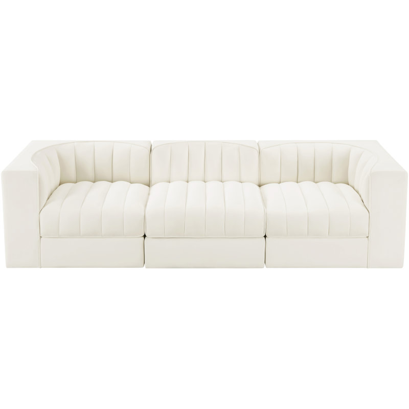Tissu en tissu d'ameublement Paynton Canapé modulaire, 27 po H x 97 po L x 34 po P, 3, Crème