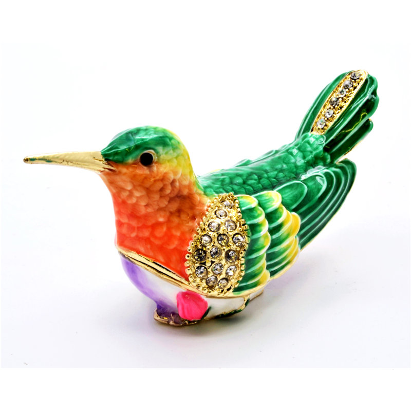 Small Humming Bird Trinket Box with Enamel
