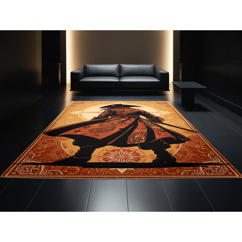 Tapis brun classique lavable à la machine Cilegon Buccaneer Raider - reliure brun clair, 5 x 7