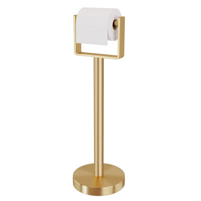 Heavy Duty Toilet Paper Holder Stand, Extra-Weighted Base No Tipping | Stainless Steel Toilet Paper Stand, Free Standing Floor Tissue Roll Holder for Bathroom, Gold