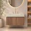 Meuble-lavabo suspendu de luxe de 76 cm avec lavabo, meuble de salle de bain mural moderne pour famille, meuble de salle de bain en pierre frittée de style milieu du siècle