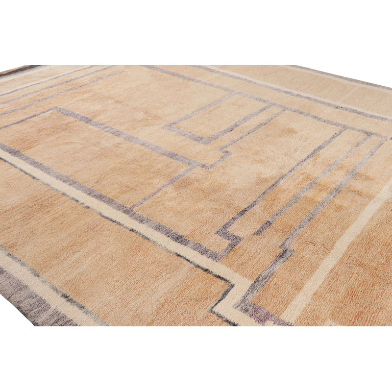 Moroccan Hand Knotted Wool Geometric Area Rug, Rectangle 6' x 9'