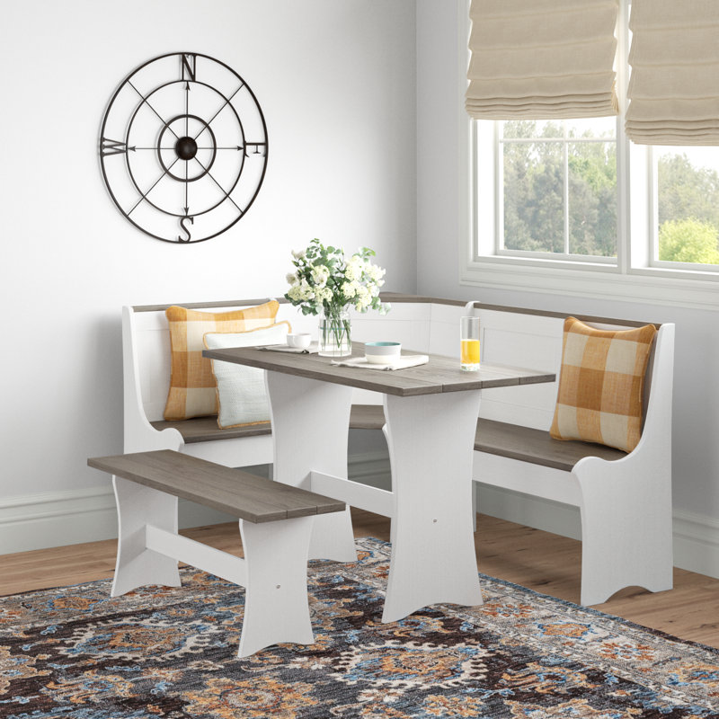 Alleris 6 - Person Pine Trestle Dining Set, White/Gray