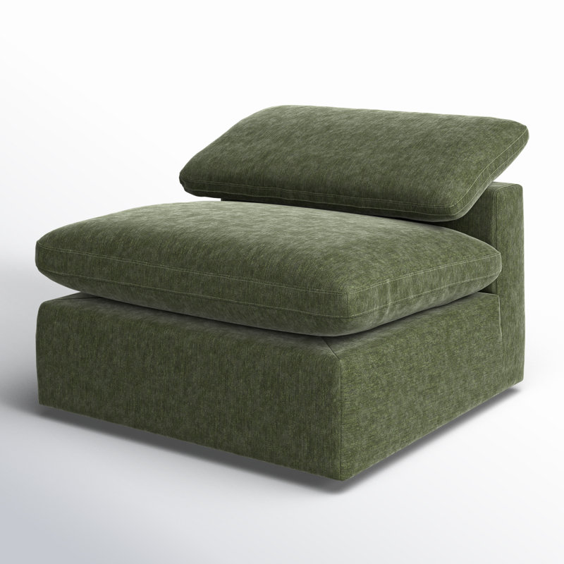 Fauteuil de chambre rembourré Wonardo, Tissu vert Sagano