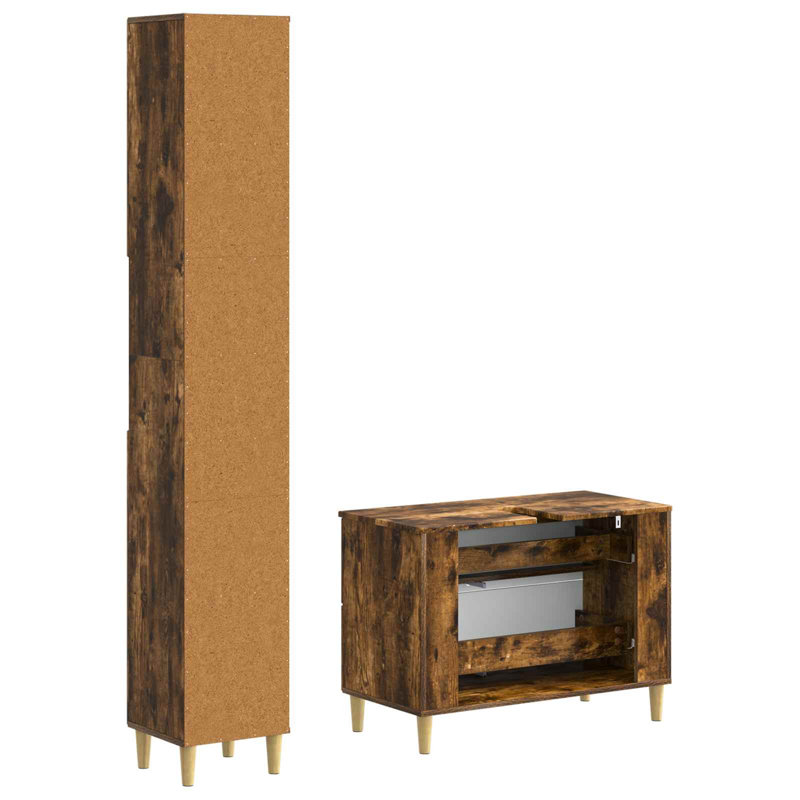 Bathroom Storage Furniture Set, Smoked Oak