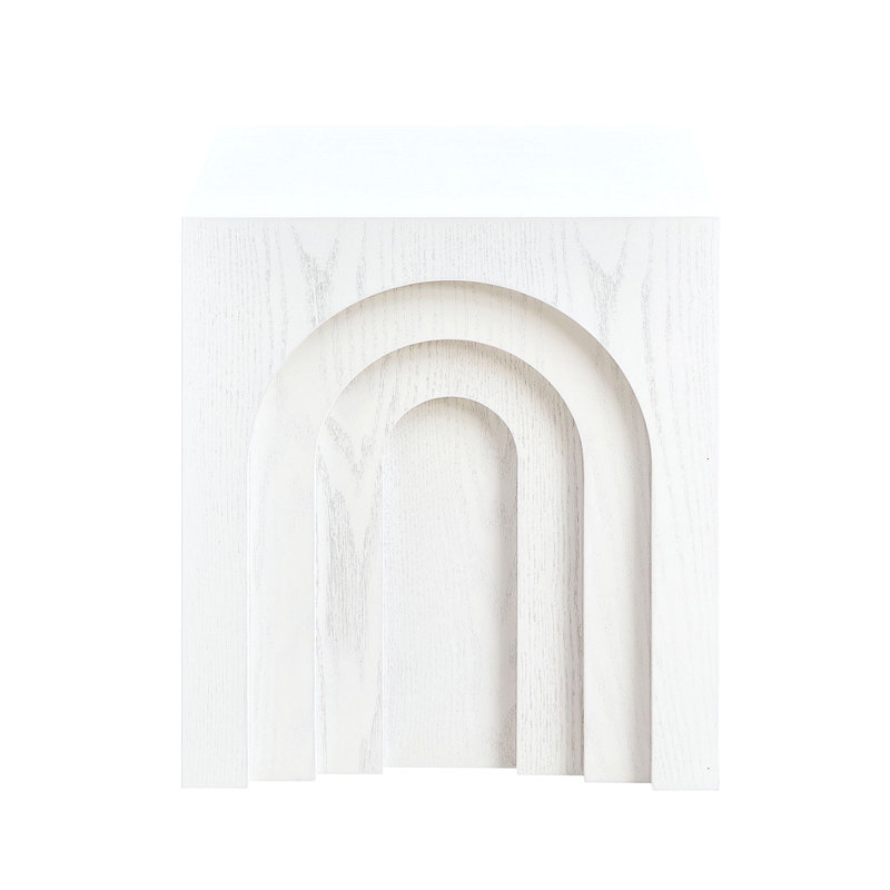 Petite table d'appoint carrée 15,74 po, Blanc