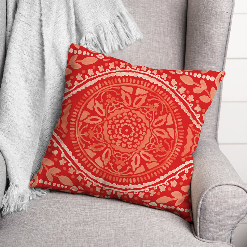 Housse et insert de coussin extérieur d'extérieur, Rouge, Floral 1