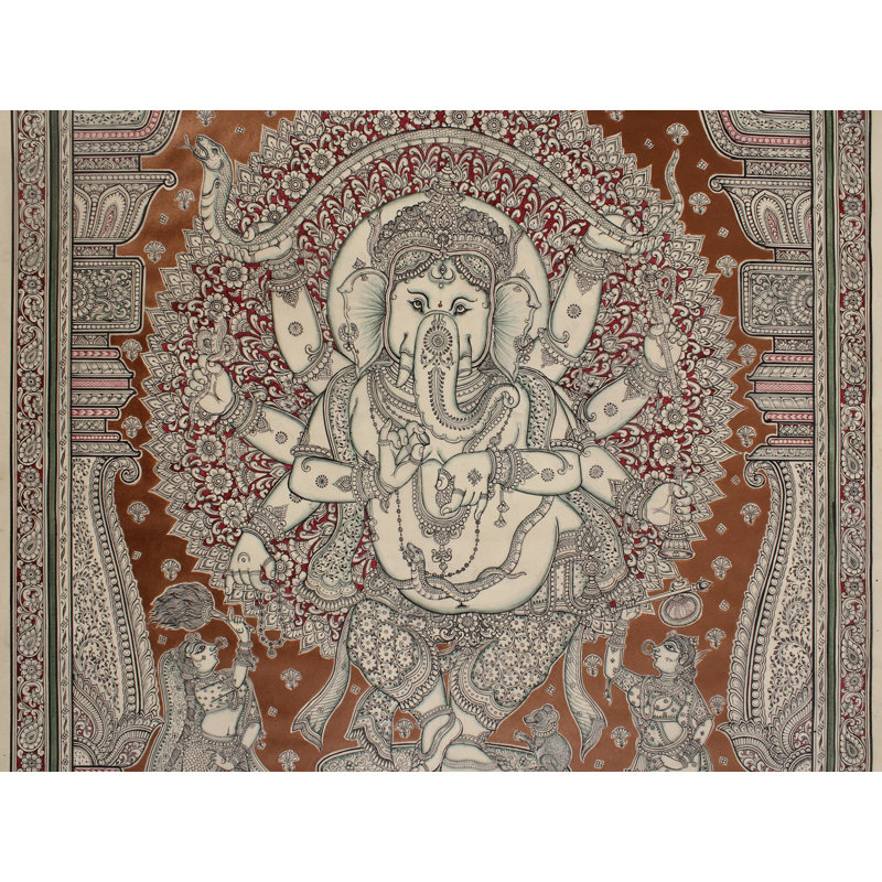 Superbe Apasara vénérant Vinayaka (Ganesha) | Peinture de Patta | Odisha Art