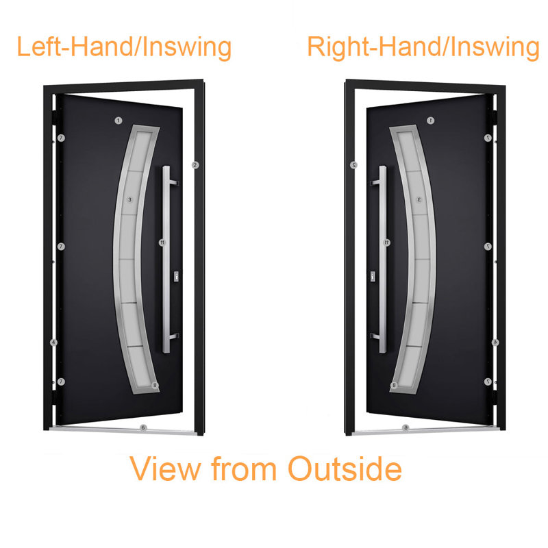 Modern Black Enamel Steel Double Door with Sidelites