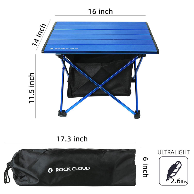 Table de camping pliante en aluminium, Bleu