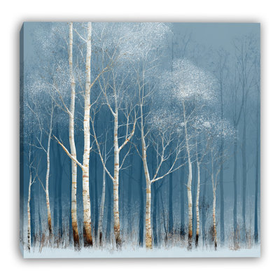 Art mural en toile Frosted Birch Glow