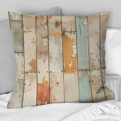Rustic Farmhouse Planks - Coussin décoratif à imprimé rétro