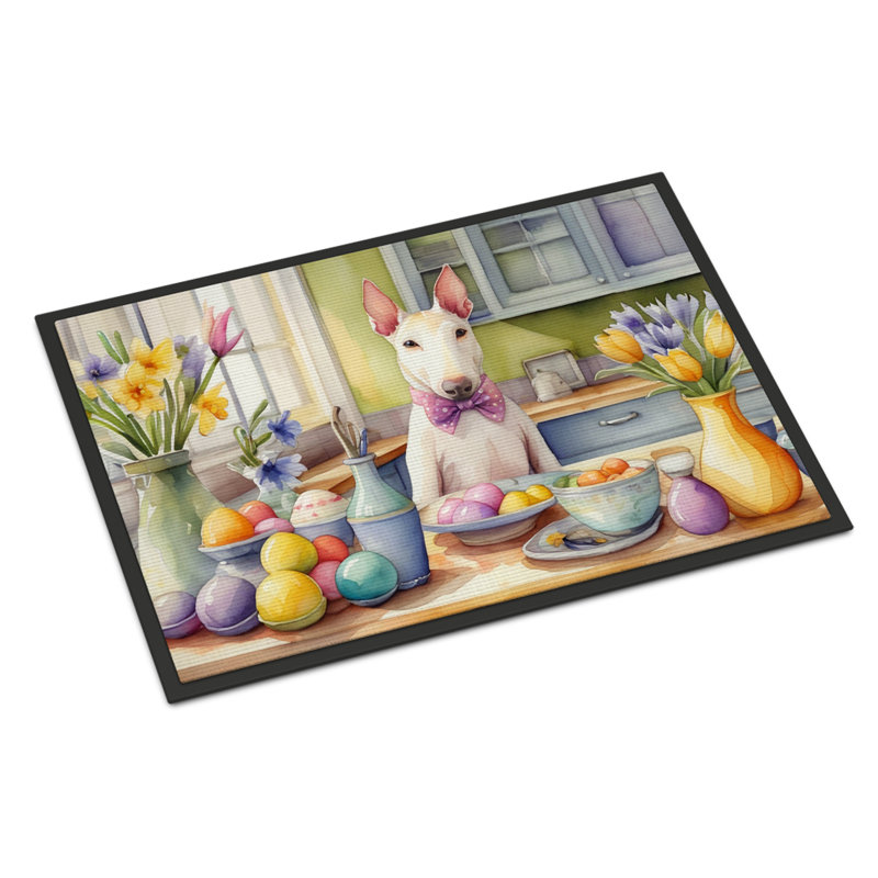 Decorating Easter Bull Terrier Doormat, 24" W x 36" L