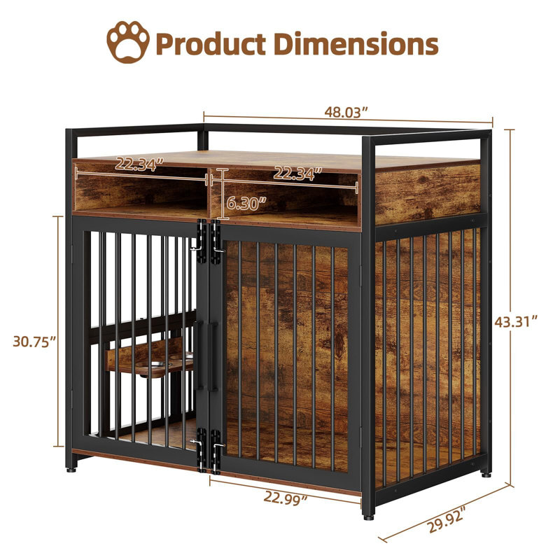 Table d'appoint Dog Crate Furniture, H 43,31 po x l 29,92 po x P 48,03 po