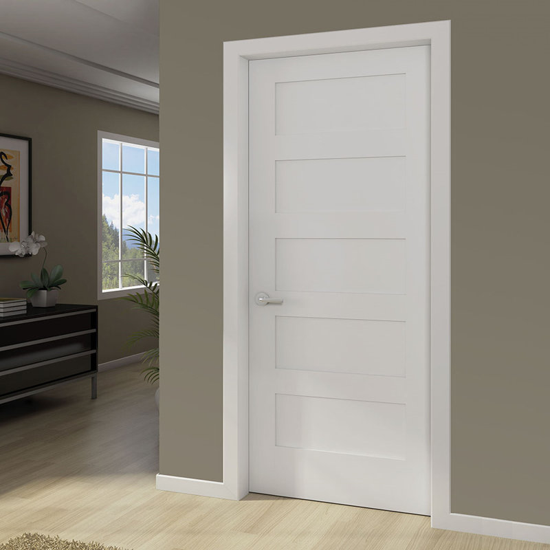Slab Shaker 5-Panel White Solid Core Wood 80 in. x 24 in. with Jamb Kit, 24" x 80"