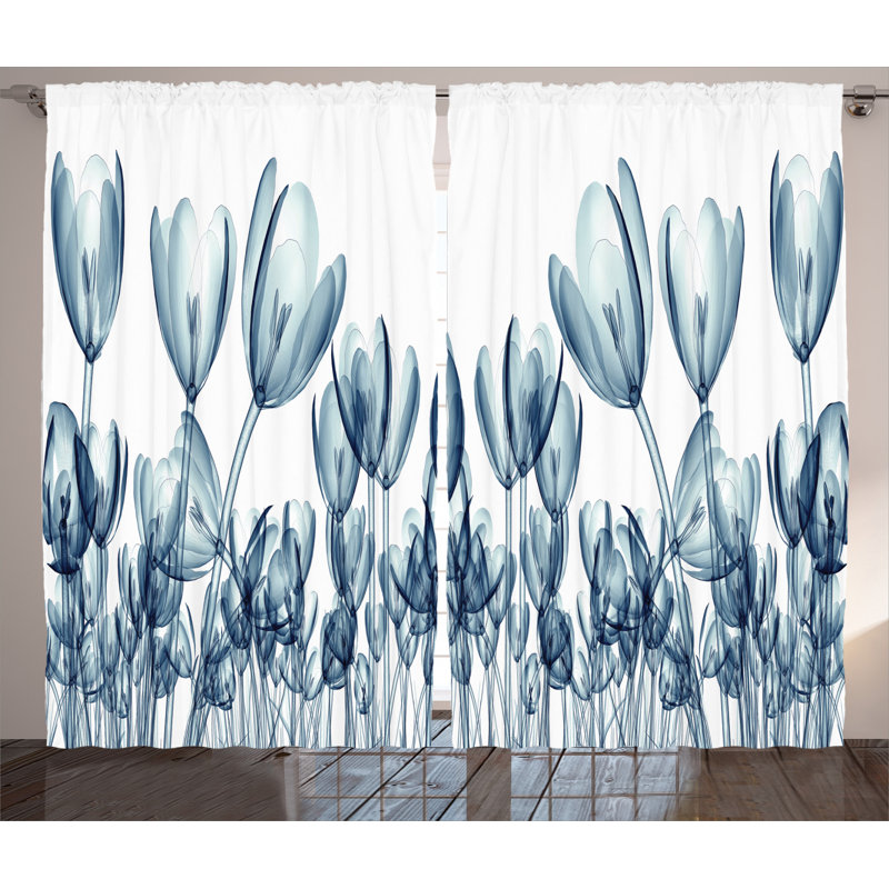 X-Rays Structures of Mother Nature Floral Semi-Sheer Curtain Panels, 54" W x 90" L